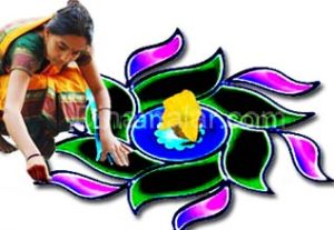 மார்கழிக் கோலமும் பறங்கிப்பூவும். நன்றி கூகல்.தினநமலர்.